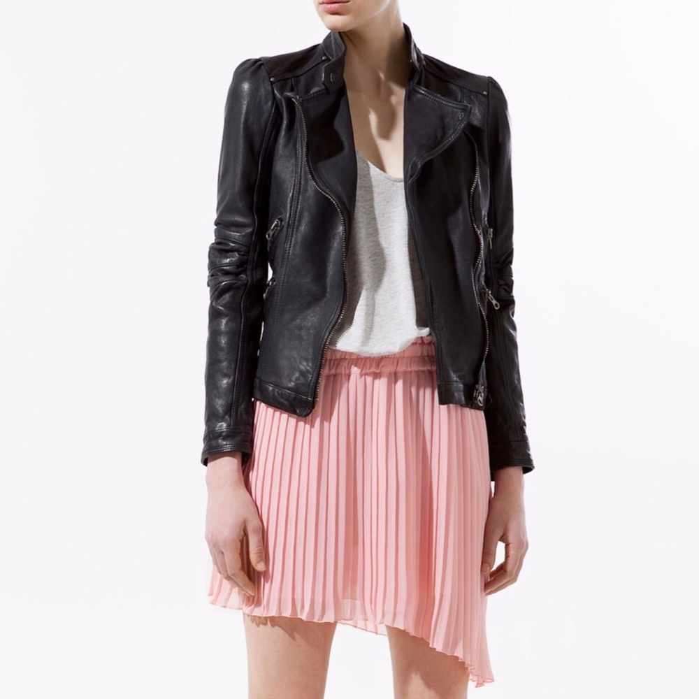 Zara brand new authentic leather biker jacket